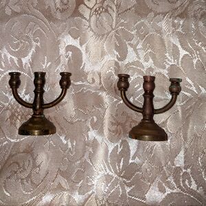 Vintage Copper Set of 2 Miniature Candelabra